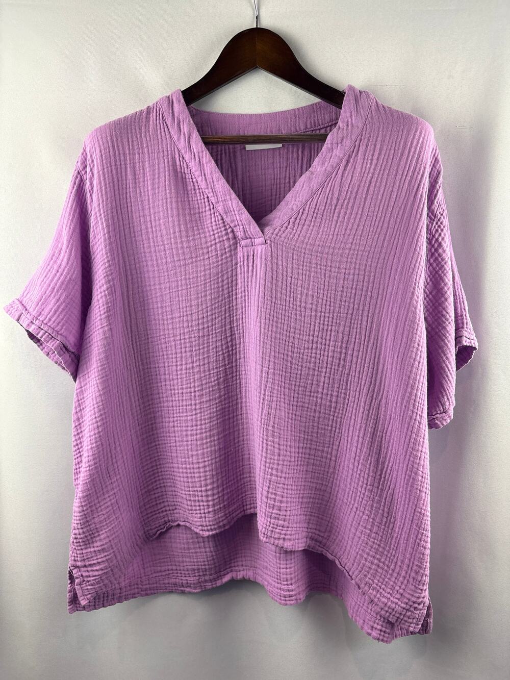 Women’s Susan Graver XL Light Purple Short Sleeve Blouse